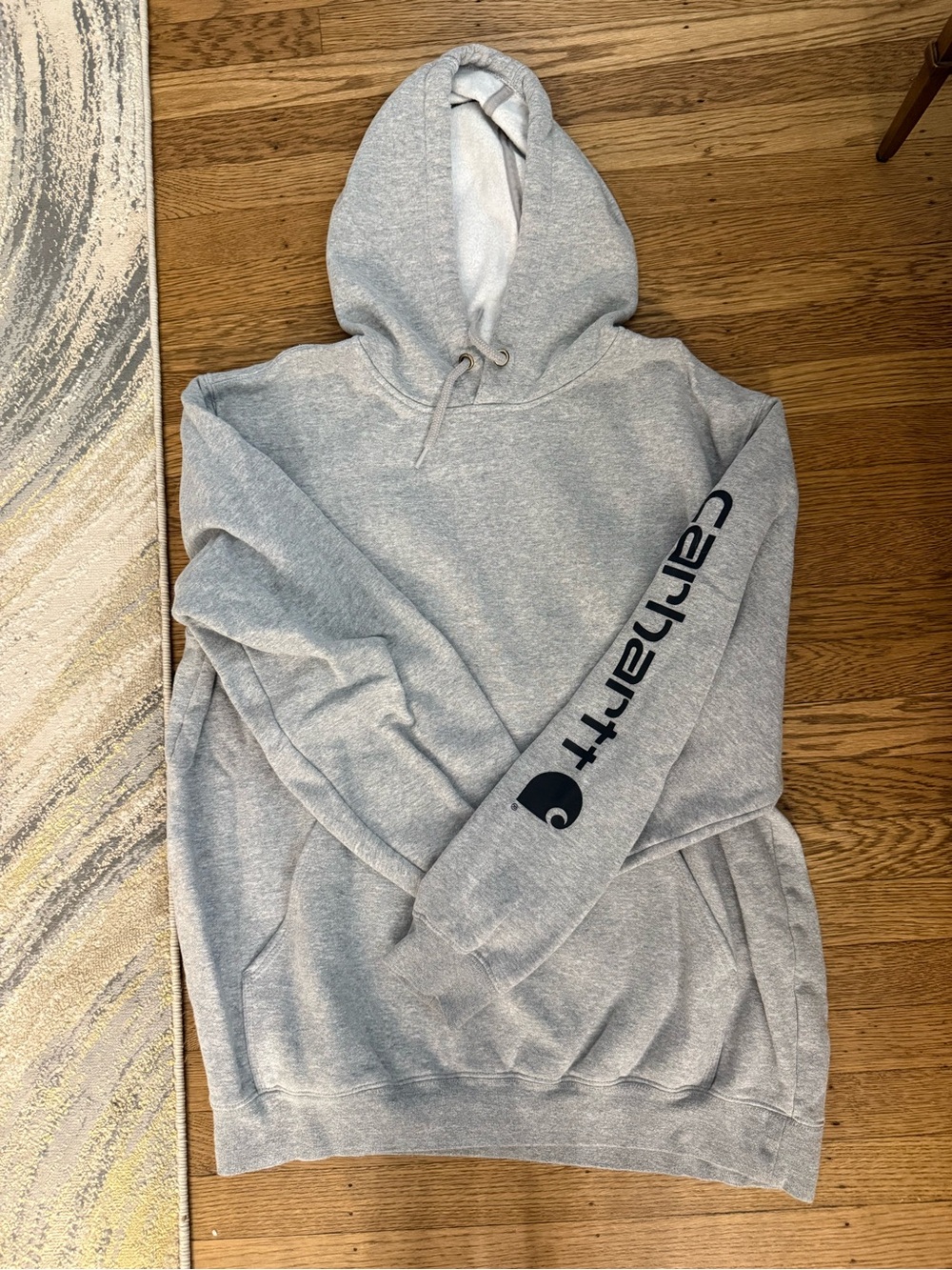 Carhartt Men's Hooded Sweatshirt in Heather Gray with Sleeve Logo